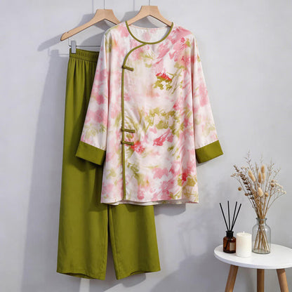 Oriental Cherry Blossom-Inspired Pajama Set - image 6