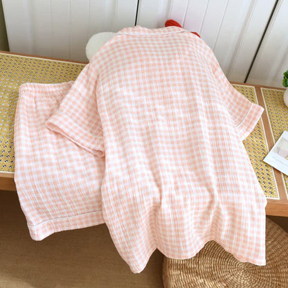Gingham Cotton Gauze Pajamas with Colorful Buttons - image 6