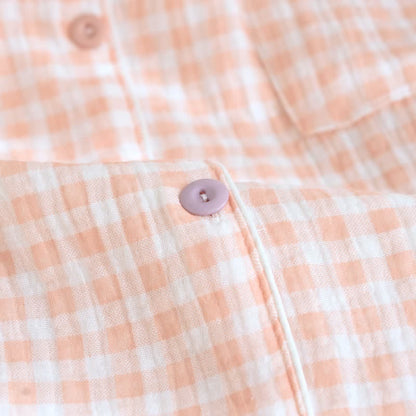 Gingham Cotton Gauze Pajamas with Colorful Buttons - image 9