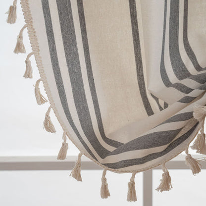 Gray & White Stripe Tassel Curtain - image 6