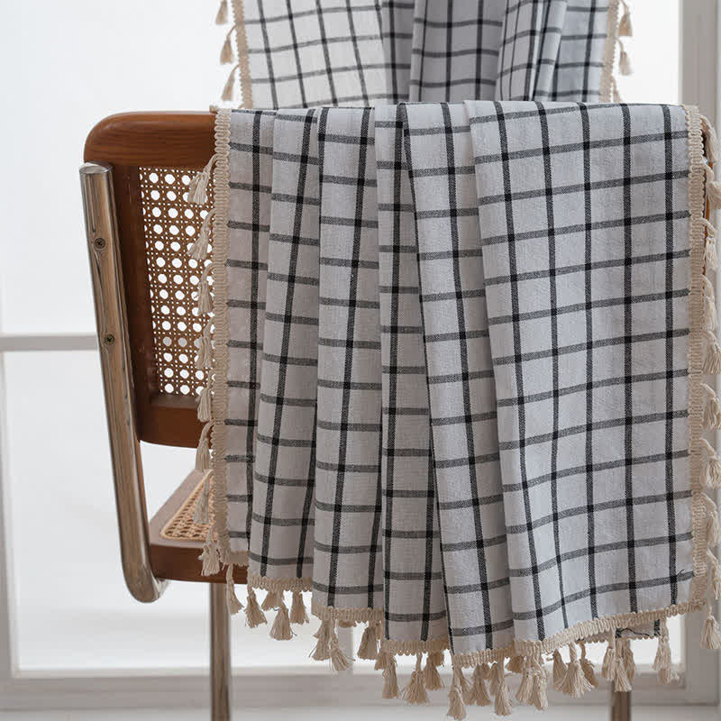 Minimalist Black White Grid Check Curtain - image 4