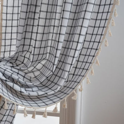 Minimalist Black White Grid Check Curtain - image 3