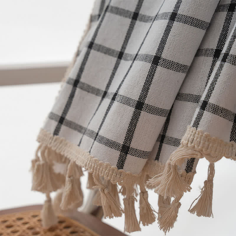 Minimalist Black White Grid Check Curtain - image 8