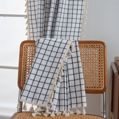 Minimalist Black White Grid Check Curtain - image 6