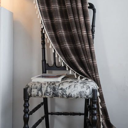 Vintage Style Plaid Tassel Curtain - image 5