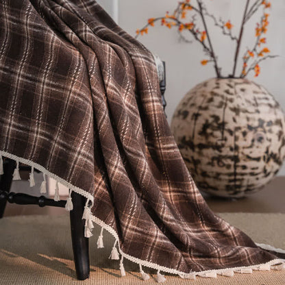 Vintage Style Plaid Tassel Curtain - image 12