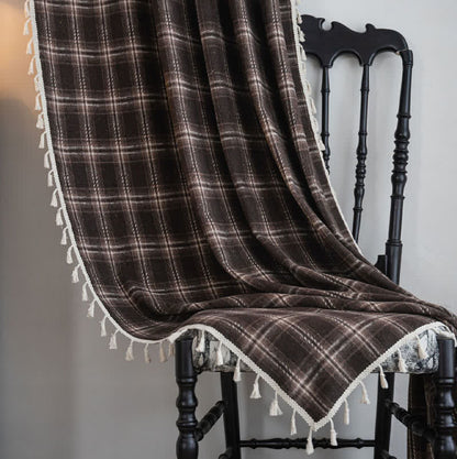 Vintage Style Plaid Tassel Curtain - image 3