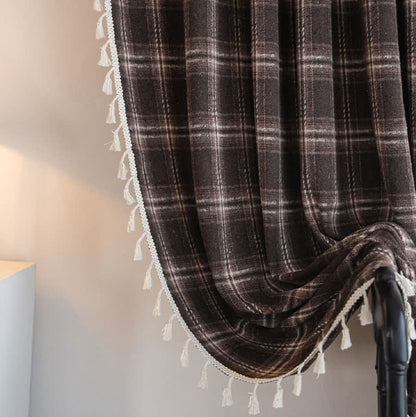Vintage Style Plaid Tassel Curtain - image 6