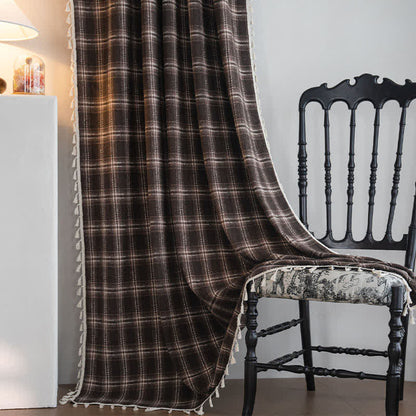 Vintage Style Plaid Tassel Curtain - image 2