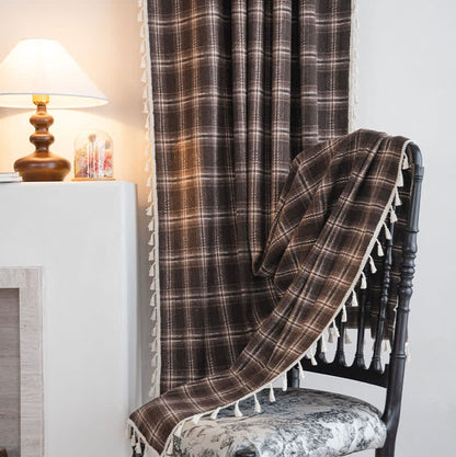 Vintage Style Plaid Tassel Curtain - image 4