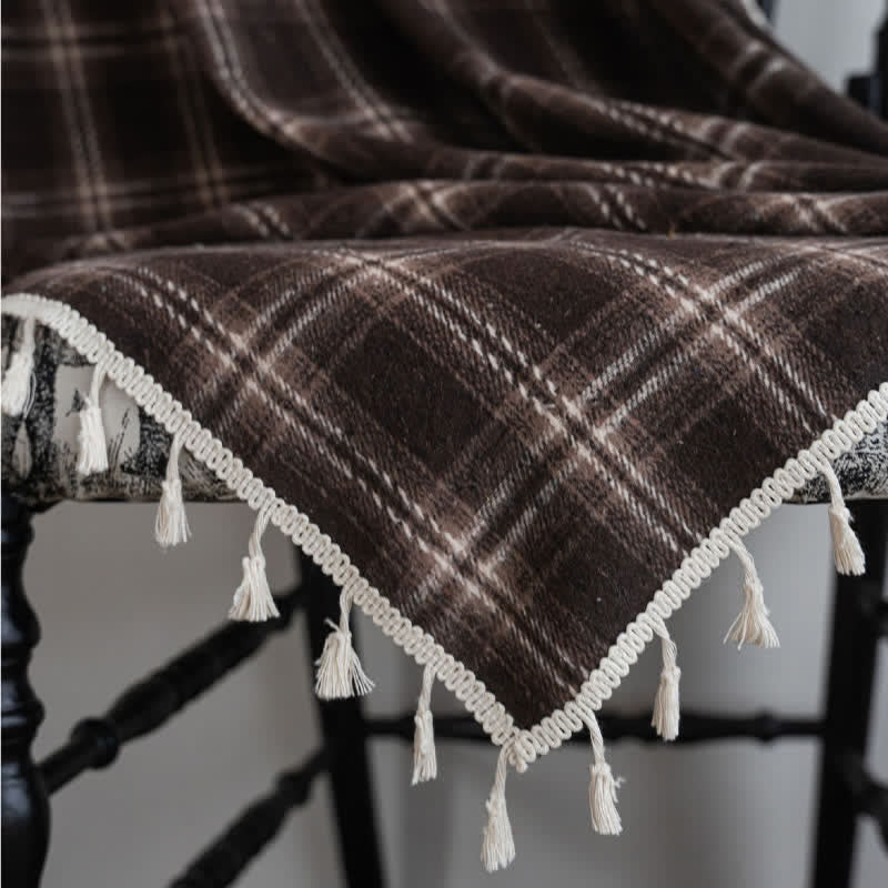 Vintage Style Plaid Tassel Curtain - image 13