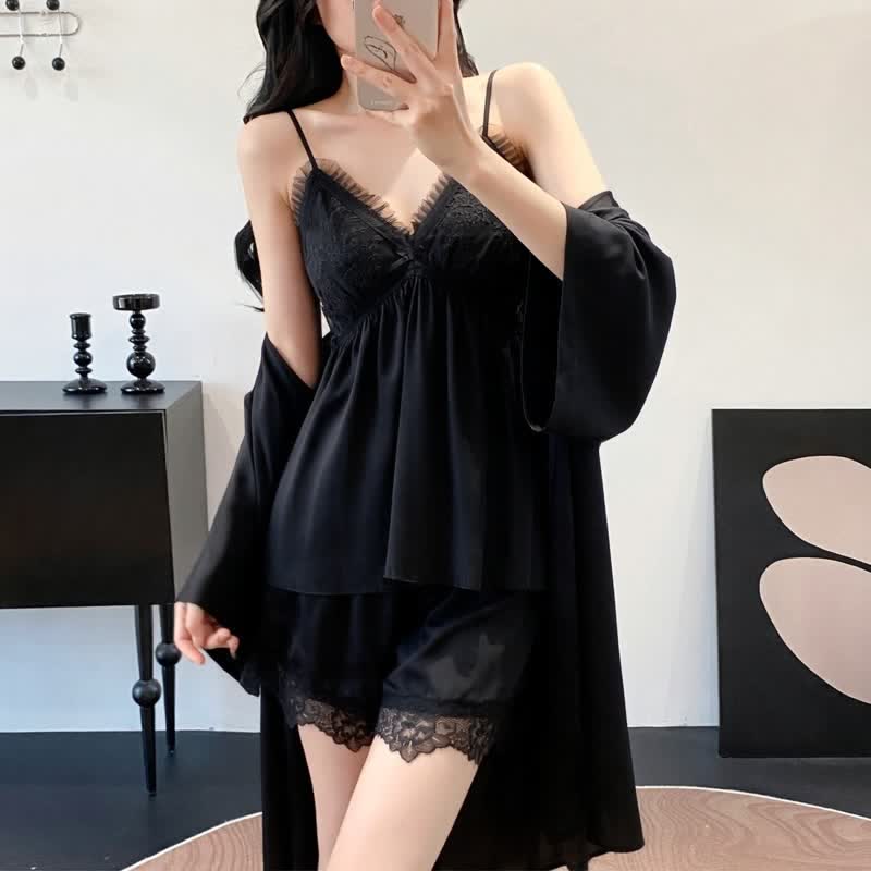 Elegant Lace Trim Loungewear Set - image 7