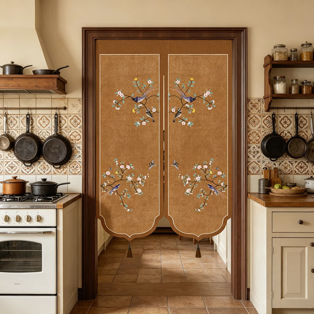 Floral Bird Room Divider Door Curtain - image 8