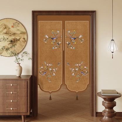 Floral Bird Room Divider Door Curtain - Brown - 39"W x 55"L - image 5