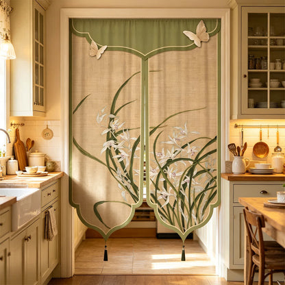 Oriental Orchid Aesthetic Door Curtain - image 1
