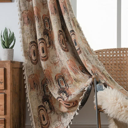 Tree Ring Jacquard Curtain with Tassel - image 1