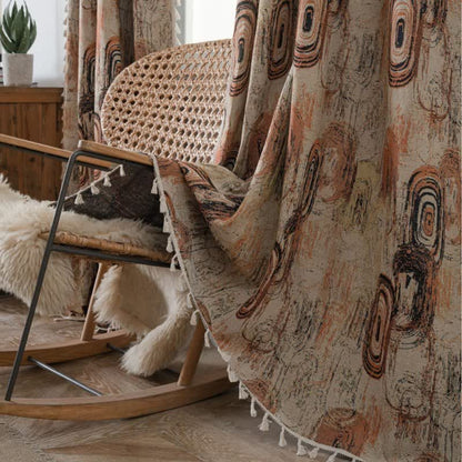Tree Ring Jacquard Curtain with Tassel - image 2