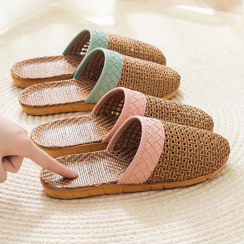 Natural Rattan Anti-Slip Indoor Slippers - image 2