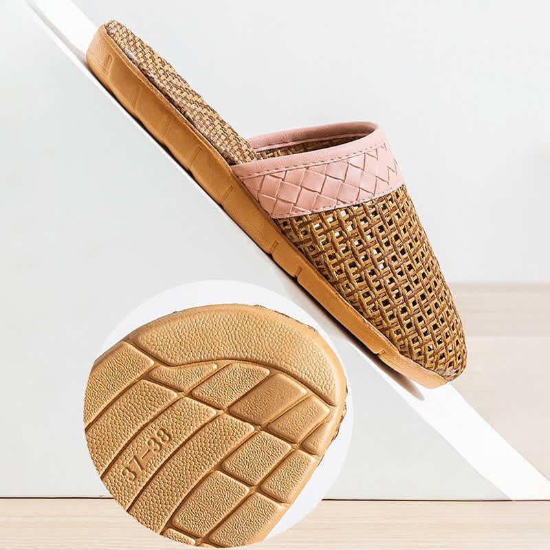 Natural Rattan Anti-Slip Indoor Slippers - image 7