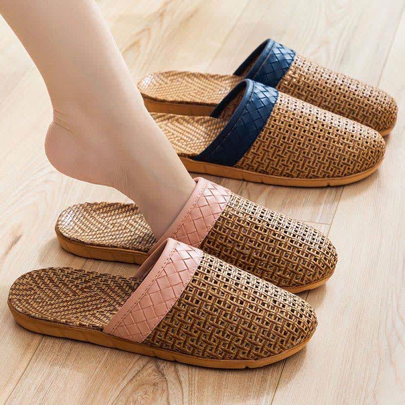 Natural Rattan Anti-Slip Indoor Slippers - image 1