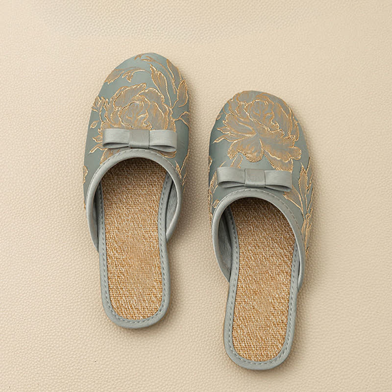 Embroidery Linen Slippers with Closed Toe - image 7