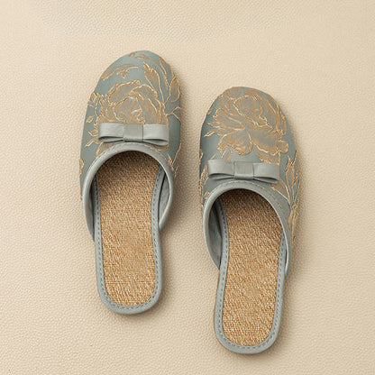 Embroidery Linen Slippers with Closed Toe - image 7
