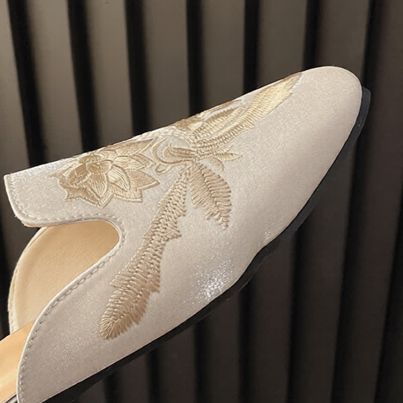Elegant Floral Embroidery Pointed-Toe Mules - image 7