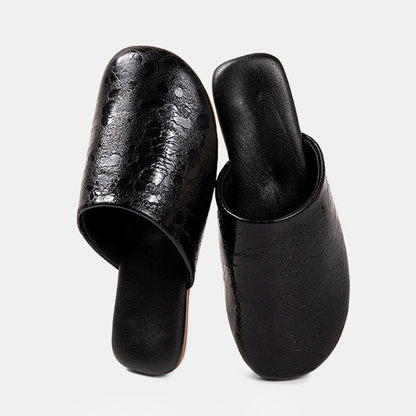 Vintage Marble Pattern Indoor Slippers - Black - 2XL - image 11