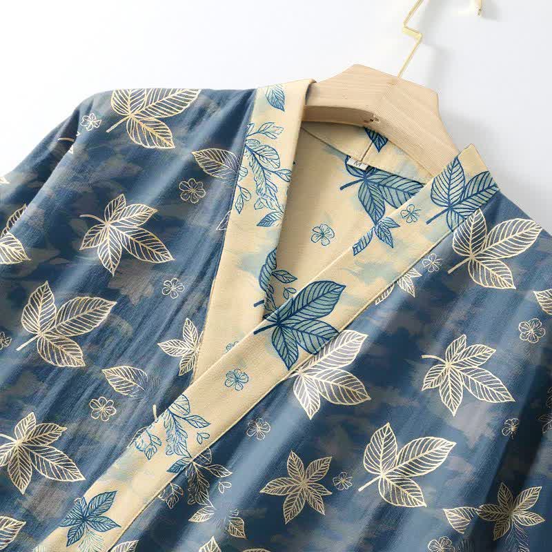 Unisex Maple Leaf Cotton Kimono Robe - image 4