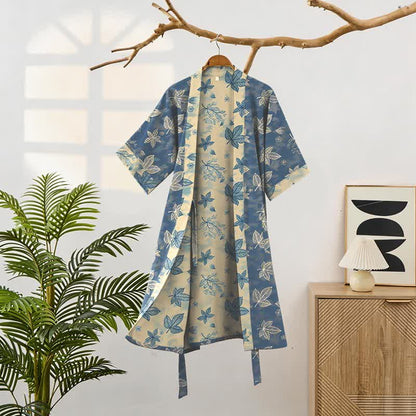 Unisex Maple Leaf Cotton Kimono Robe - image 1