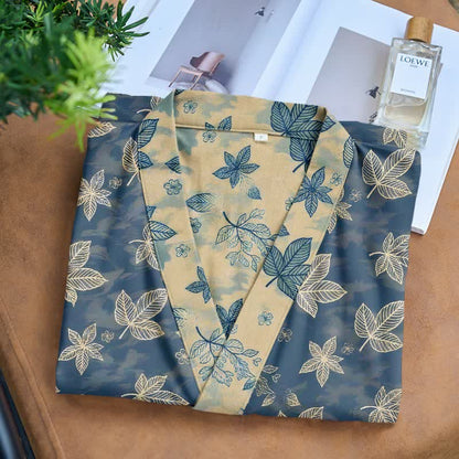 Unisex Maple Leaf Cotton Kimono Robe - image 3
