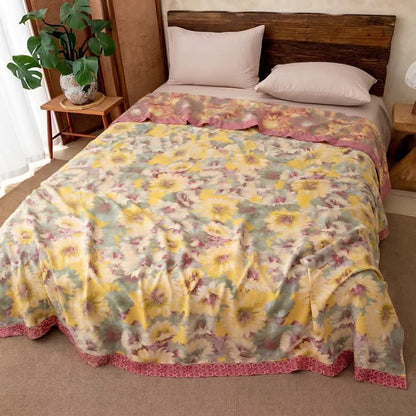 Artistic Sunflower Cotton Gauze Blanket - image 1