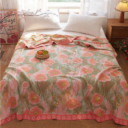 Watercolor Poppy Cotton Gauze Blanket - 86"W x 94"L - image 0