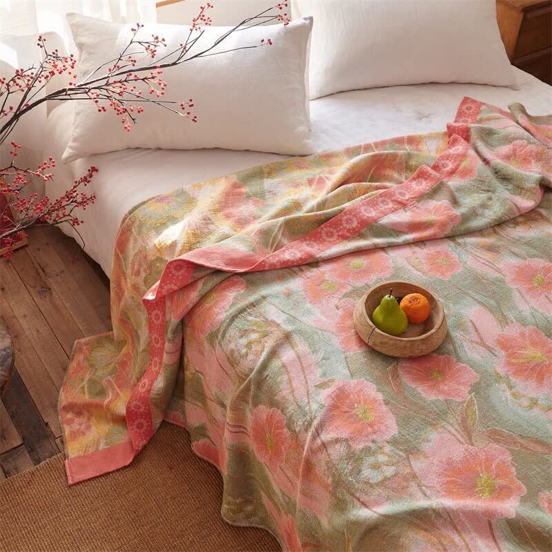 Watercolor Poppy Cotton Gauze Blanket - image 3