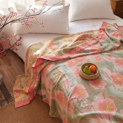 Watercolor Poppy Cotton Gauze Blanket - image 3