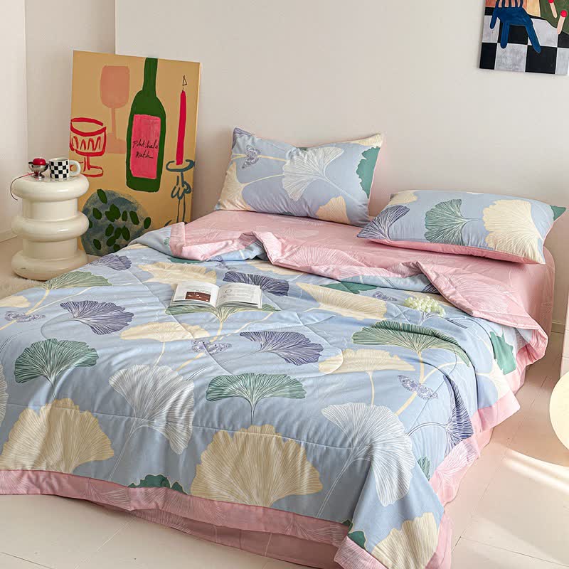 Ginkgo Leaf Print Pure Cotton Quilt - image 3