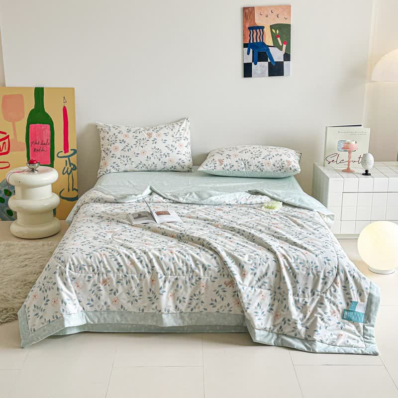 Country Leaf Floral Print Cotton Quilt - image 2