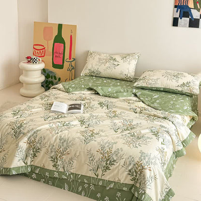 Botanical Leaf Print Pure Cotton Quilt - image 3