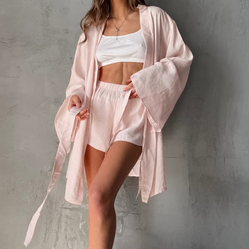 Solid Blush Kimono Robe Set - image 1