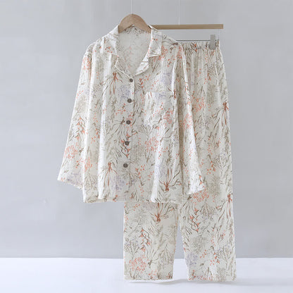 Muted Floral Cotton Gauze Pajama Set - image 2
