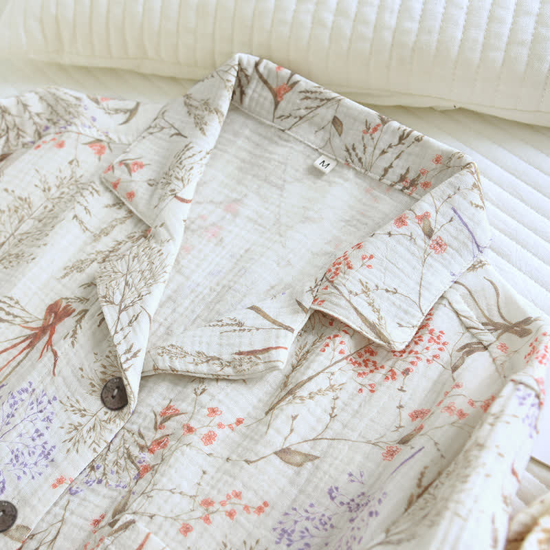 Muted Floral Cotton Gauze Pajama Set - image 6