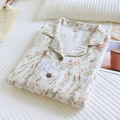 Muted Floral Cotton Gauze Pajama Set - image 4