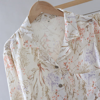 Muted Floral Cotton Gauze Pajama Set - image 5