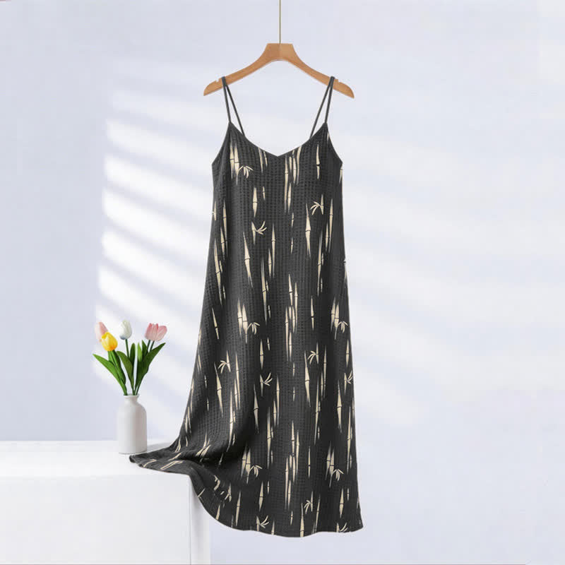 Bamboo Inspired Pure Cotton Camisole Nightgown - Black - XXL - image 0