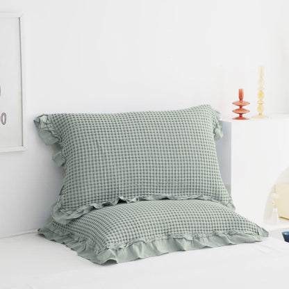 Waffle Weave Cotton Pillowcases with Ruffle (2PCS) - image 12