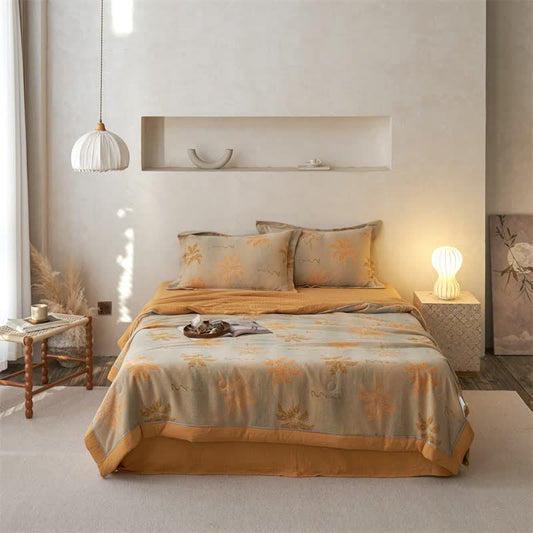 Cotton Gauze Jacquard Rustic Leaf Bedding - Bedding Set - King - image 0