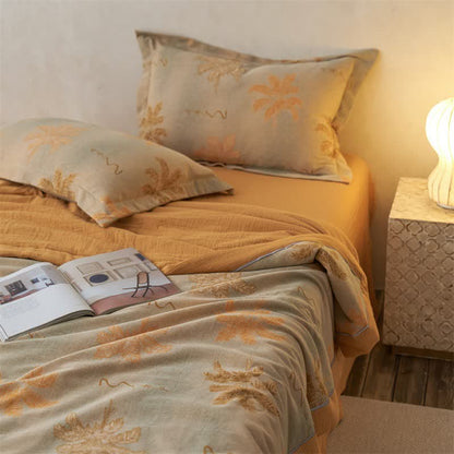 Cotton Gauze Jacquard Rustic Leaf Bedding - image 4