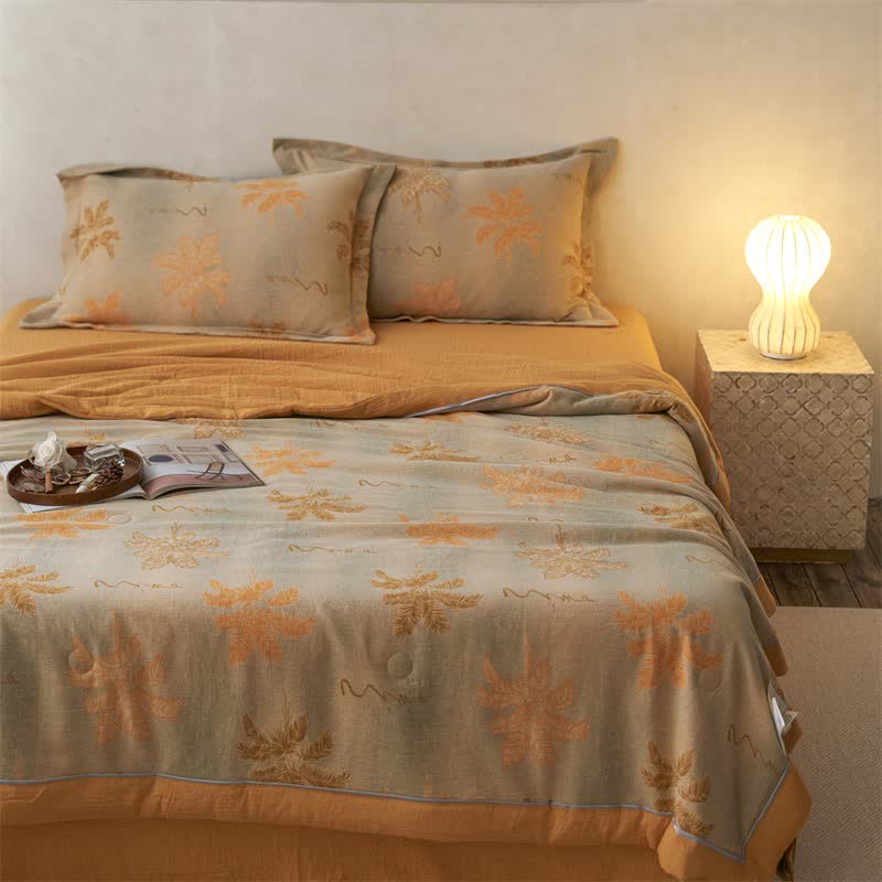 Cotton Gauze Jacquard Rustic Leaf Bedding - image 8