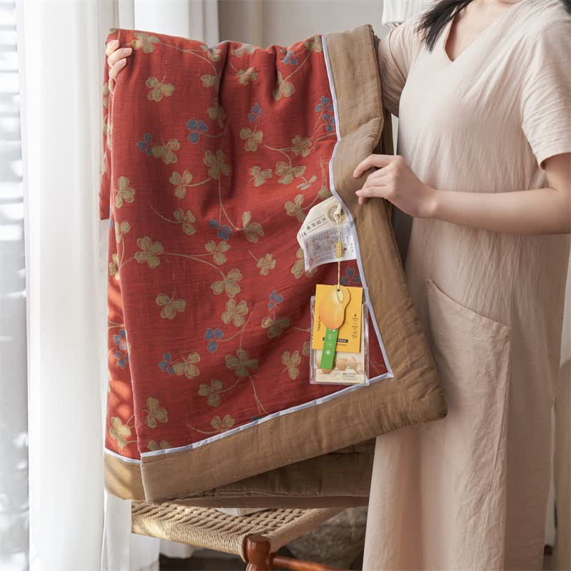 Cotton Gauze Jacquard Rustic Clover Bedding - Quilt - King - image 11