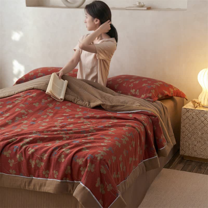 Cotton Gauze Jacquard Rustic Clover Bedding - image 9